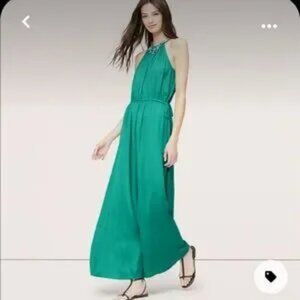 LOFT TASSELED HALTER MAXI DRESS Large